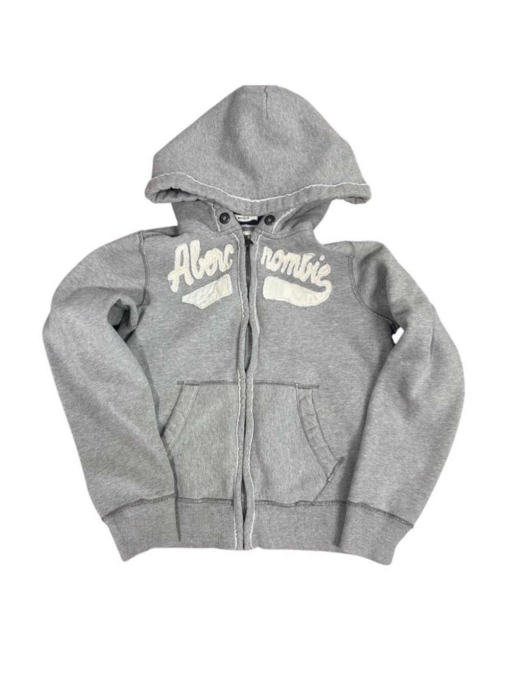 Abercrombie Kids M Gray Full-Zip Lined Hoodie With Pockets, Embroidered Logo GUC